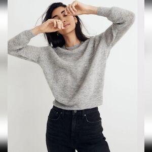 Madewell Elliston Crop Alpaca Blend Sweater In Heather Ash Womens Small
